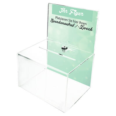 Acryl-Spendenbox mit Blatteinschub