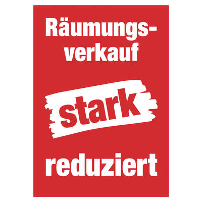 Plakat Rumungsverkauf stark reduziert DIN A1