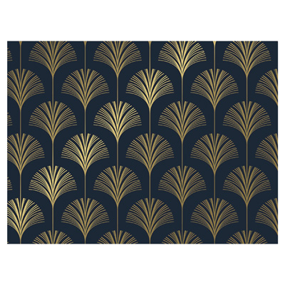 Geschenkpapier Artdeco blau-gold, 50cm:100m