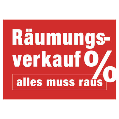 Plakat Rumungsverkauf % Querformat