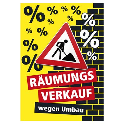 Plakatkarton DIN A4 R�umungsverkauf wegen Umbau