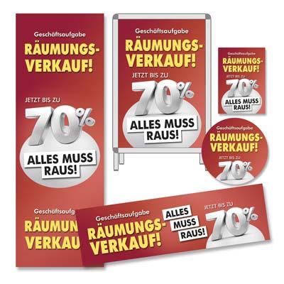 Plakat-Sortiment R�umungsverkauf wegen Gesch�ftsaufgabe, 5-t