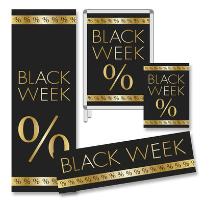 Plakat-Sortiment Black Week %, 4-teilig
