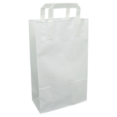 Papiertragetasche wei mit Flachhenkel