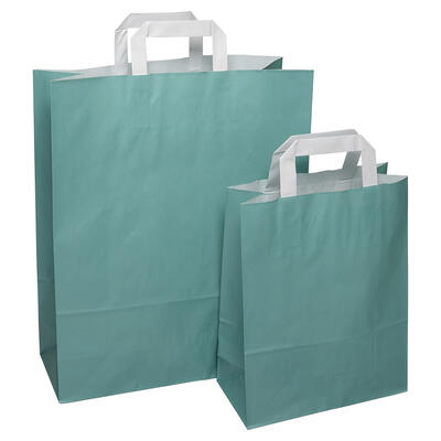 Papiertragetasche mit Flachhenkel, petrol (grn)