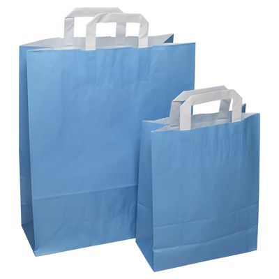 Papiertragetasche mit Flachhenkel, azur (blau)
