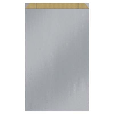 Papierflachbeutel silber mit Klappe