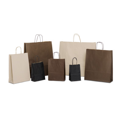 Papiertaschen mit Kordel, Uni-Erdfarben VE 150-250 Stck