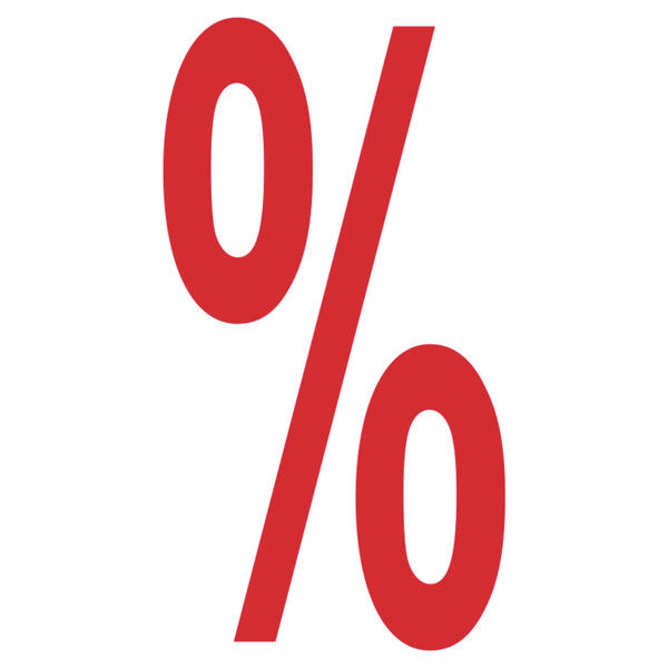 Ankleber %-Zeichen rot/wei