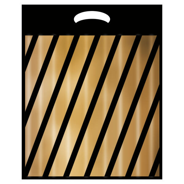 PE-Tragetaschen Streifen gold 38x45+5 cm, VE 400