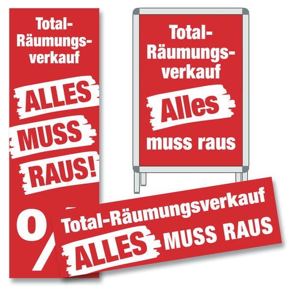 Plakat-Sortiment Total Rumungsverkauf ALLES MUSS RAUS