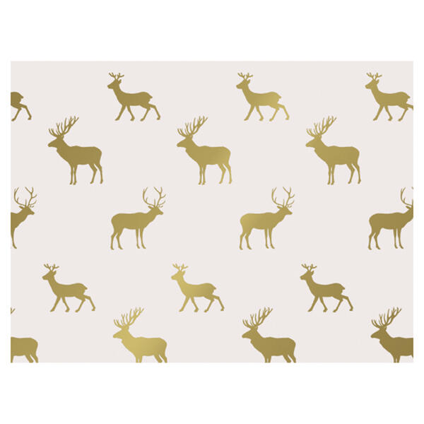 Weihnachtsgeschenkpapier Rentier wei-gold, 50cm:100m