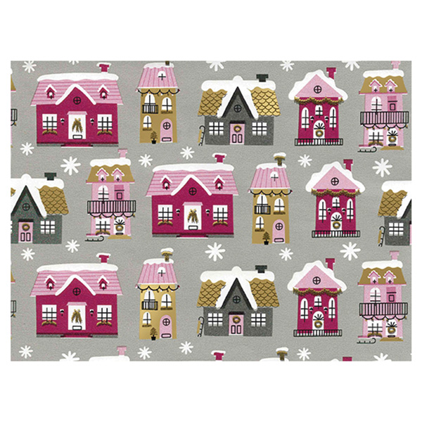 Weihnachtsgeschenkpapier Verschneite Stadt 50cm:100m