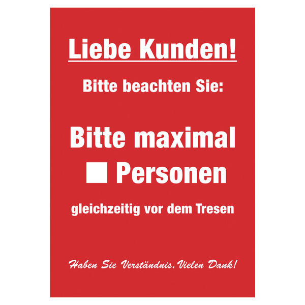 Plakatkarton maximal .. Personen Theke DIN A4