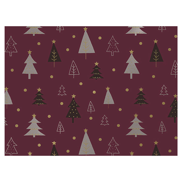 Weihnachtsgeschenkpapier Tannen, Lila 50cm:100m