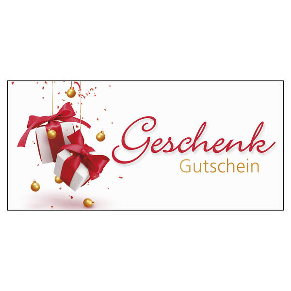 Geschenkgutschein Geschenke rot/wei, DIN Lang inkl. Kuvert