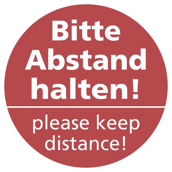 Bodenaufkleber  30 cm Bitte Abstand halten