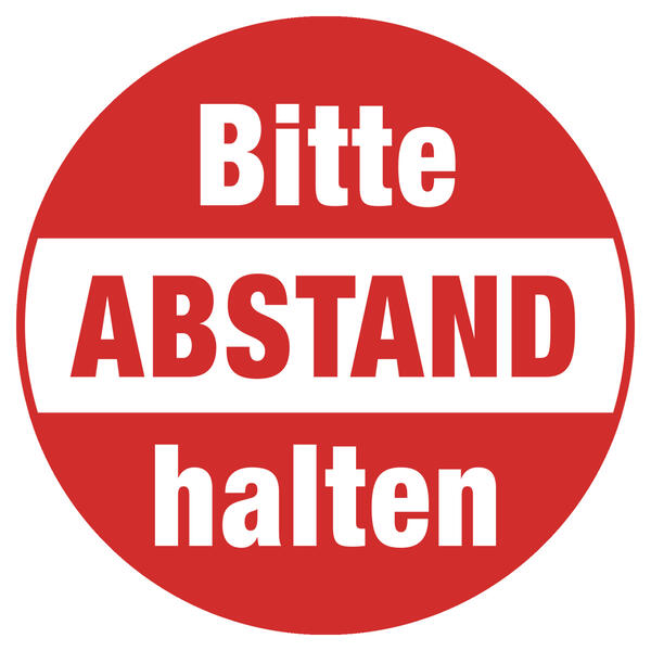 Aufkleber  32 cm Bitte Abstand halten rot/wei
