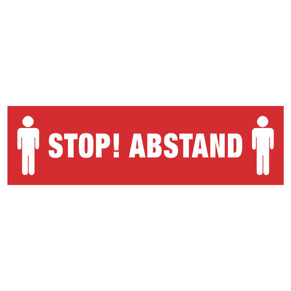 Aufkleber 70x20 cm STOP! Abstand