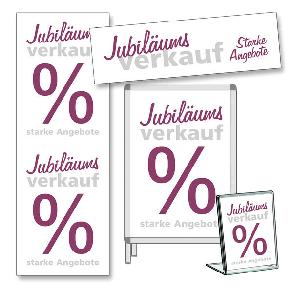 4-teiliges Plakat-Set Jubilums-Verkauf