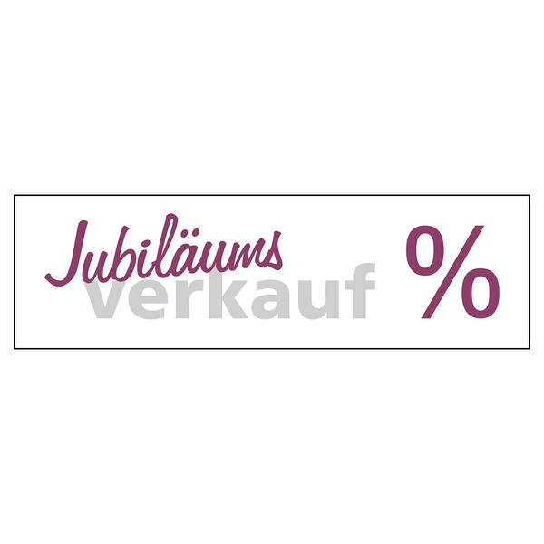 Papierplakat Jubillumsverkauf % 100x30cm