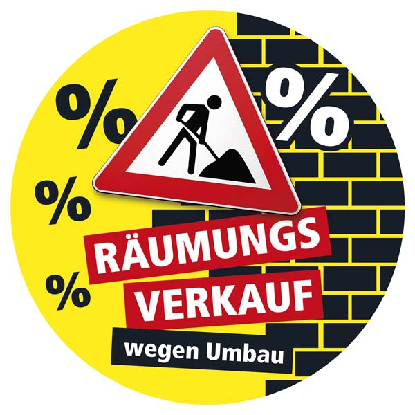 Ankleber R�umungsverkauf wegen Umbau, � 32 cm