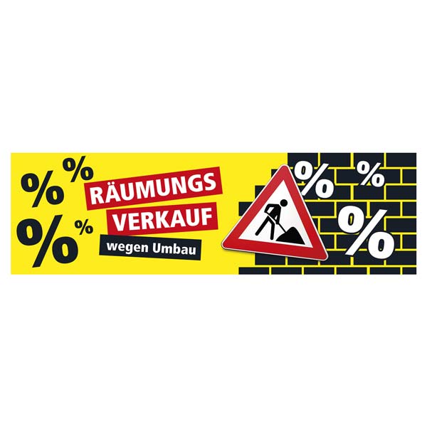Ankleber R�umungsverkauf wegen Umbau, 100x30 cm