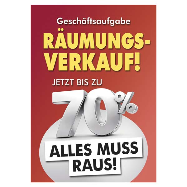 Plakat R�umungsverkauf wegen Gesch�ftsaufgabe, DIN A1