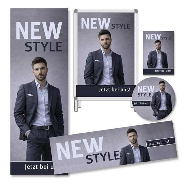 Plakat-Sortiment New Style Herrenmode, 5-teilig