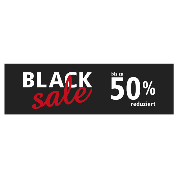 Papierplakat Black Sale bis zu 50%, 100x30 cm