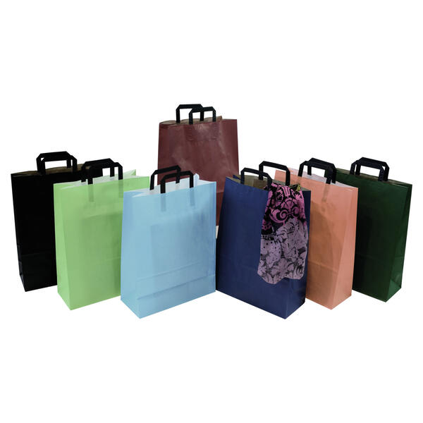 Papiertragetaschen farbig mit Flachhenkel