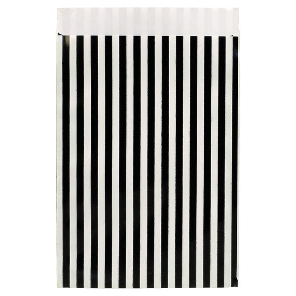 100 Geschenkflachbeutel Stripes schwarz-weiss