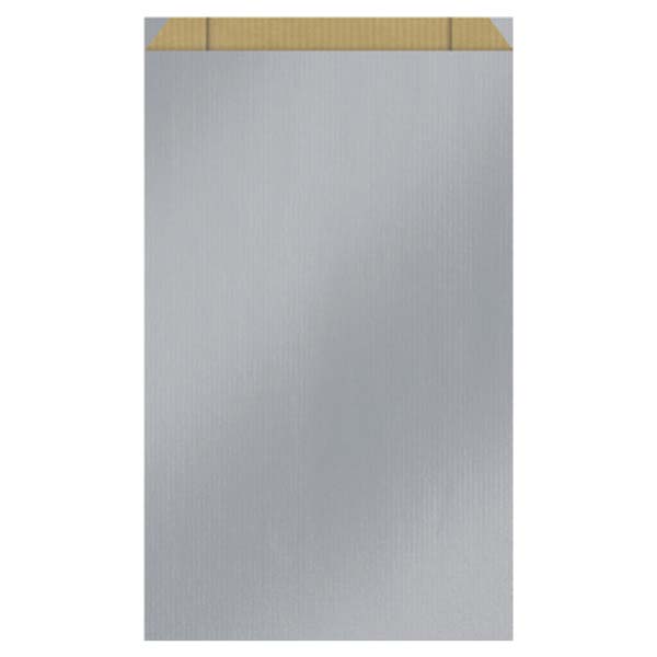 Papierflachbeutel silber mit Klappe