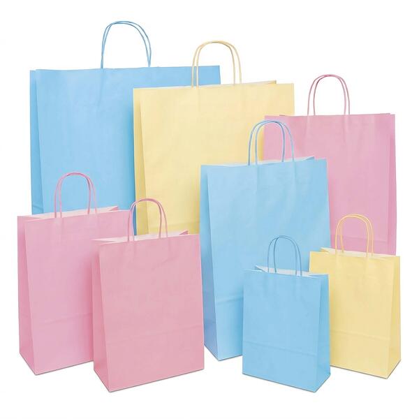 Papiertragetaschen mit Kordel Uni-Pastello, VE 200-250 St�ck